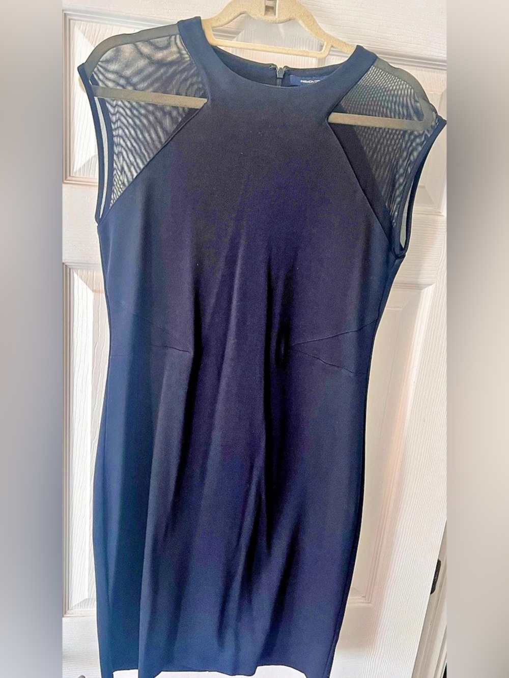 French Connection Black Mesh-Panel Dress Size XL (12)